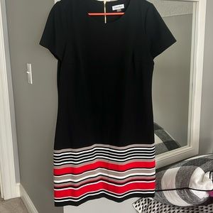 black with stripes shift dress